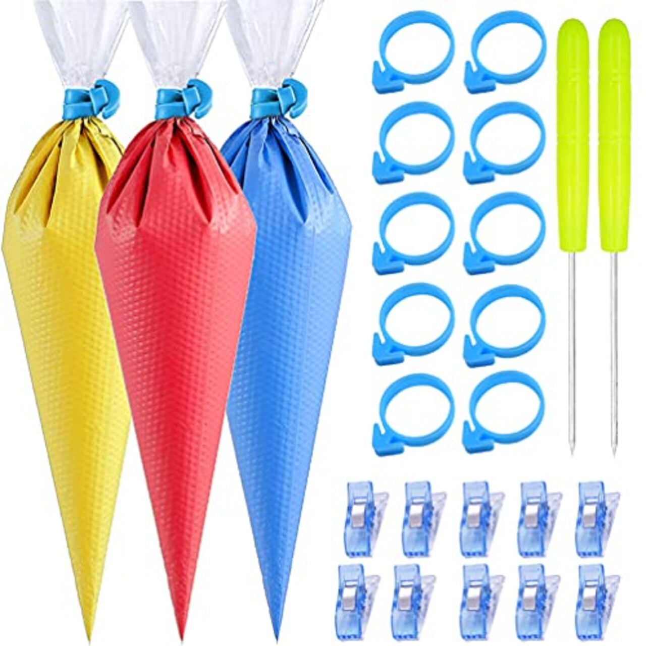 122Pieces Tipless Piping Bags - 100pcs Disposable Piping Pastry Bag for Royal  Icing/Cookies Decorating - 10 Pastry Bag Ties,10 Clips &2 Scriber Needle -  Best Cookie Tools (12 Inch)